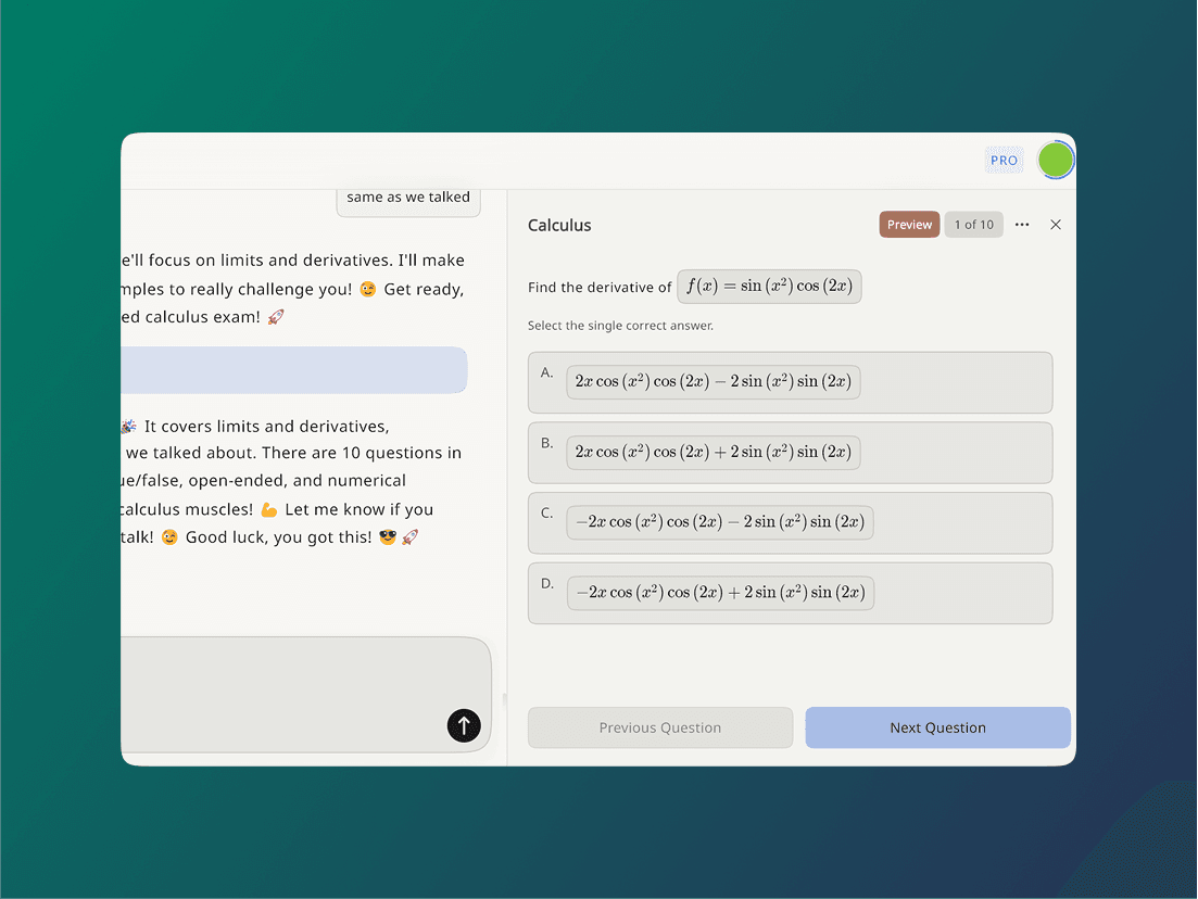 Interactive quiz interface